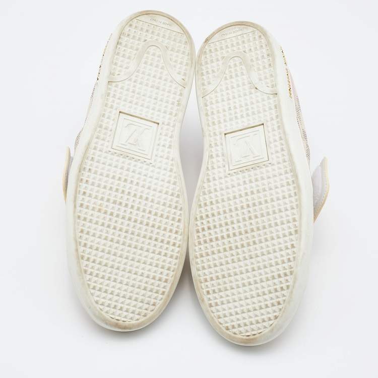 Pre Owned Louis Vuitton Grey/Pink Damier Azur Summer Trunks  Sneakers Size 36.5