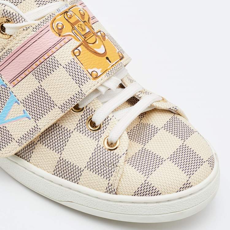 Pre Owned Louis Vuitton Grey/Pink Damier Azur Summer Trunks  Sneakers Size 36.5
