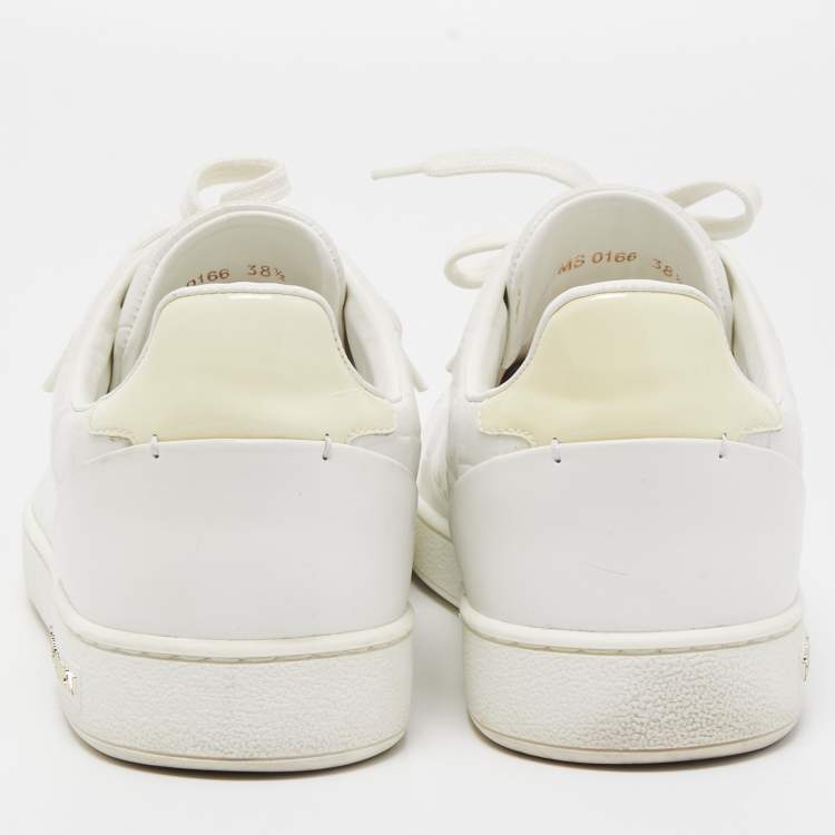 Pre Owned Louis Vuitton White Croc Embossed Leather Frontrow Sneakers Size 38.5