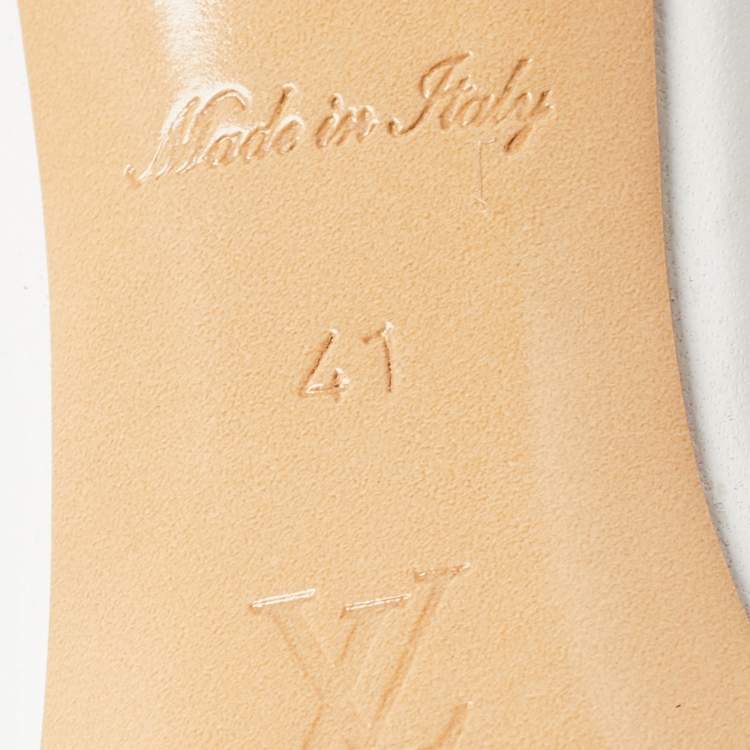 Pre Owned Louis Vuitton White Monogram Embossed Leather Revival Slide Sandals Size 41
