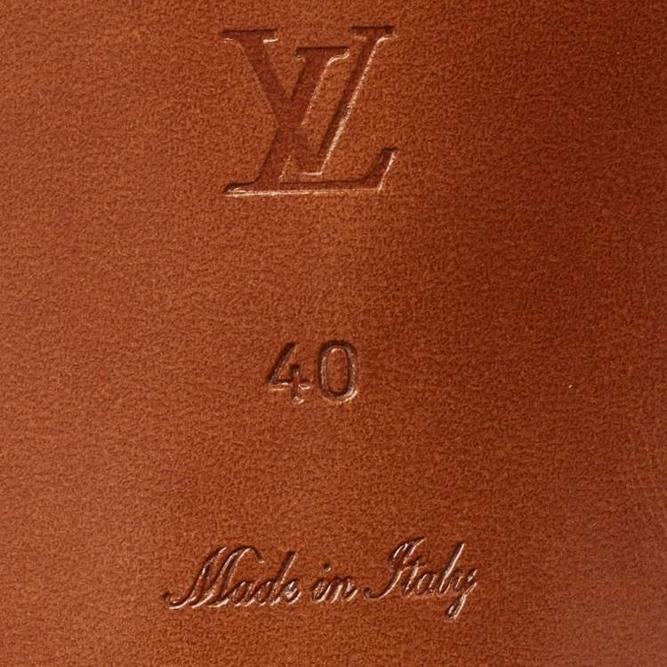 Pre Owned Louis Vuitton Black Leather Lock It Slide Sandals Size 40