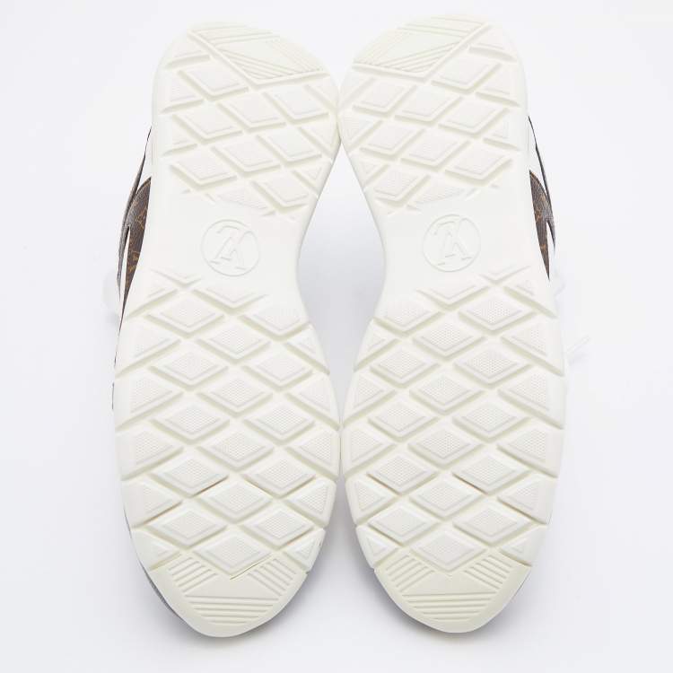 Pre Owned Louis Vuitton White/Brown Neoprene and Leather Aftergame Lace Up Sneakers Size 39