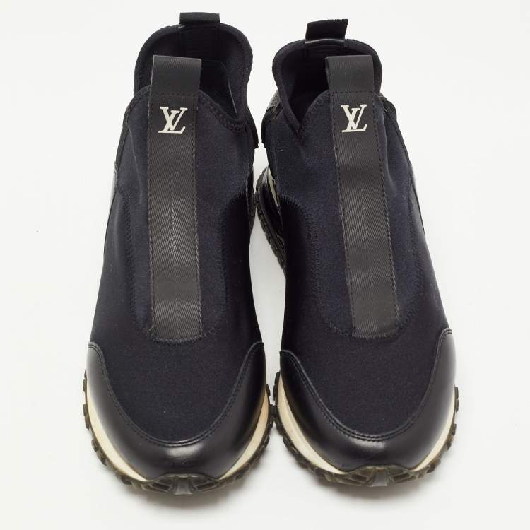 Pre Owned Louis Vuitton Black Neoprene and Leather Run Away Sneakers Size 35