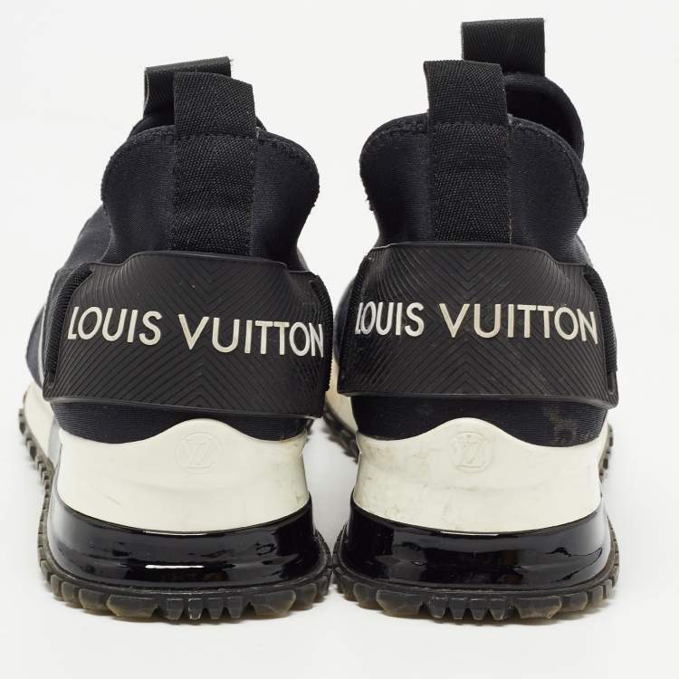 Pre Owned Louis Vuitton Black Neoprene and Leather Run Away Sneakers Size 35
