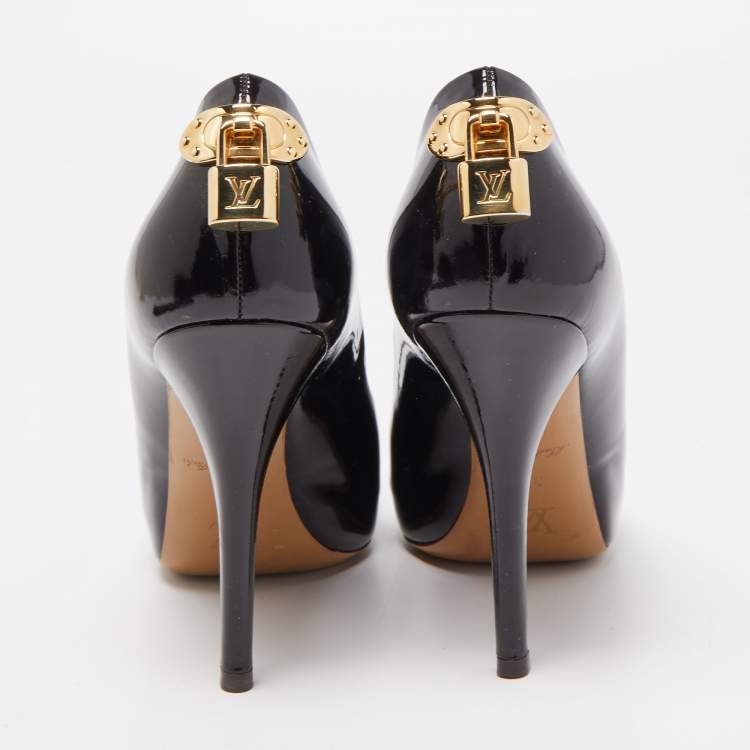 Pre Owned Louis Vuitton Dark Burgundy Patent Leather Oh Really! Peep Toe Pumps Size 36