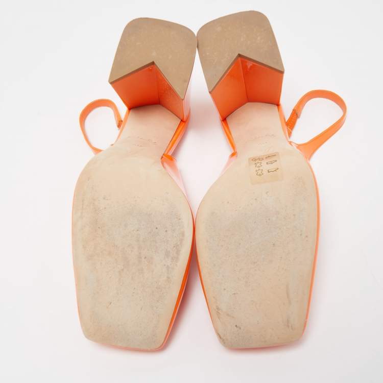 Pre Owned Louis Vuitton Orange Patent Leather Shake Slingback Pumps Size 40