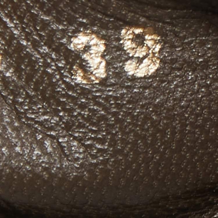 Pre Owned Louis Vuitton Grey Leather Ballet Flats Size 39