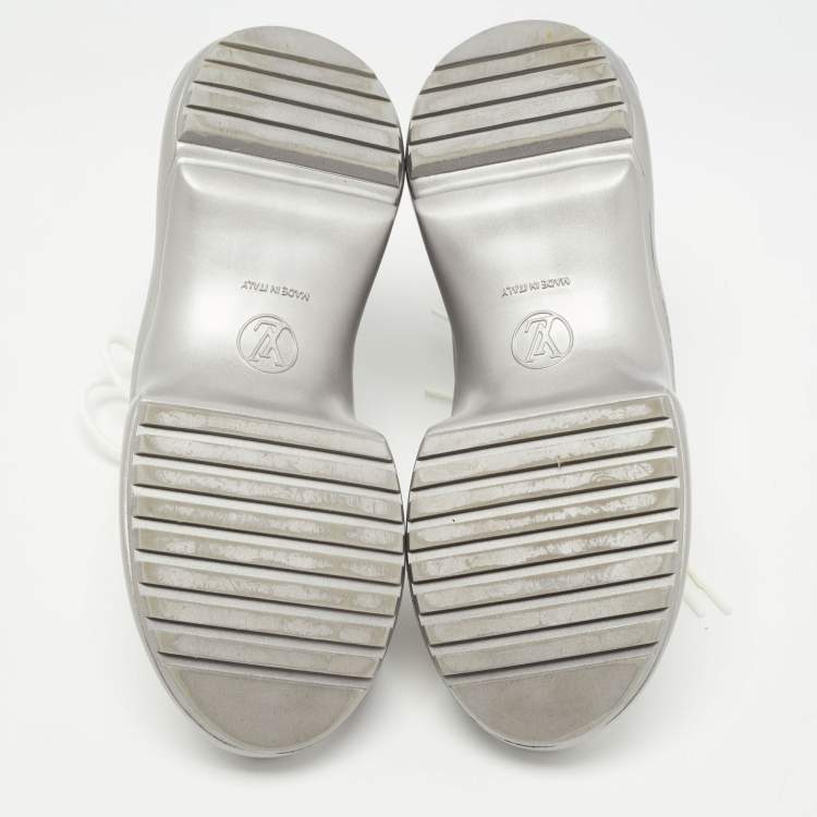 Pre Owned Louis Vuitton Silver/White Leather and Mesh Archlight Sneakers Size 39 
