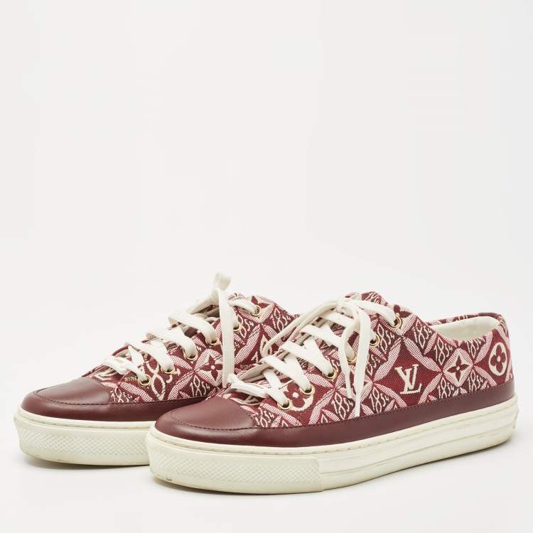 Louis Vuitton Burgundy Leather and Canvas Stellar Low Top Sneakers Size  38.5 - ShopStyle