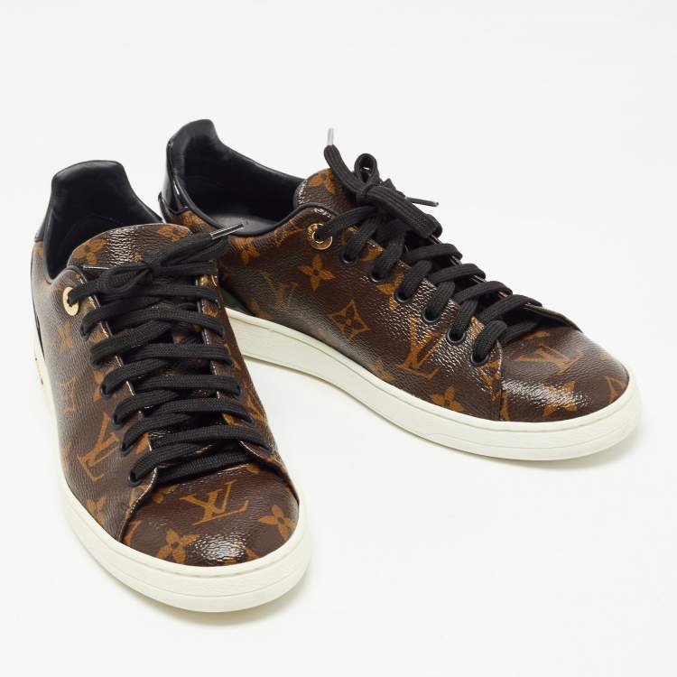 Pre Owned Louis Vuitton Brown Canvas Frontrow Low Top  Sneakers Size 38