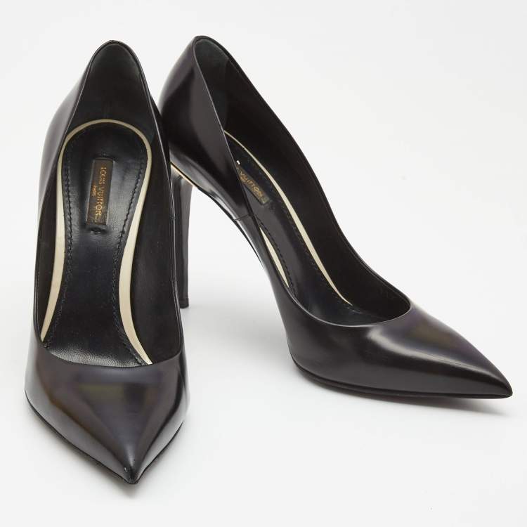 Pre Owned Louis Vuitton Black Leather Eyeline Pointed Toe Pumps Size 40