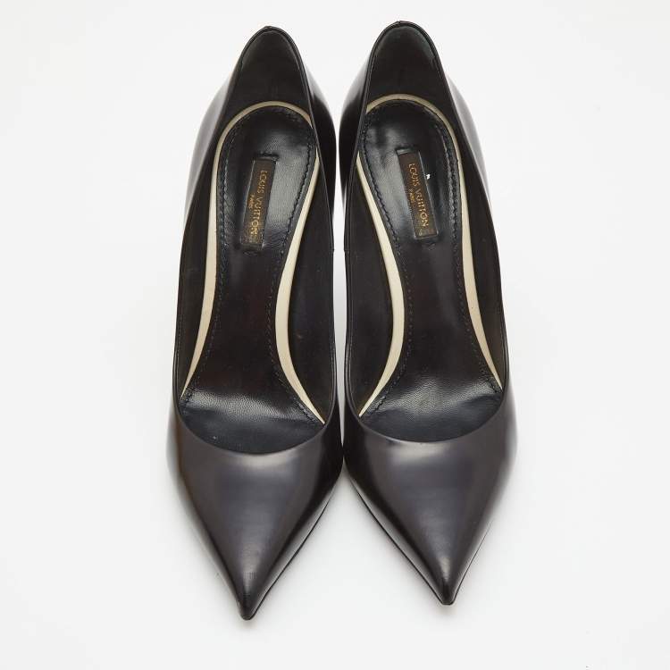 Pre Owned Louis Vuitton Black Leather Eyeline Pointed Toe Pumps Size 40