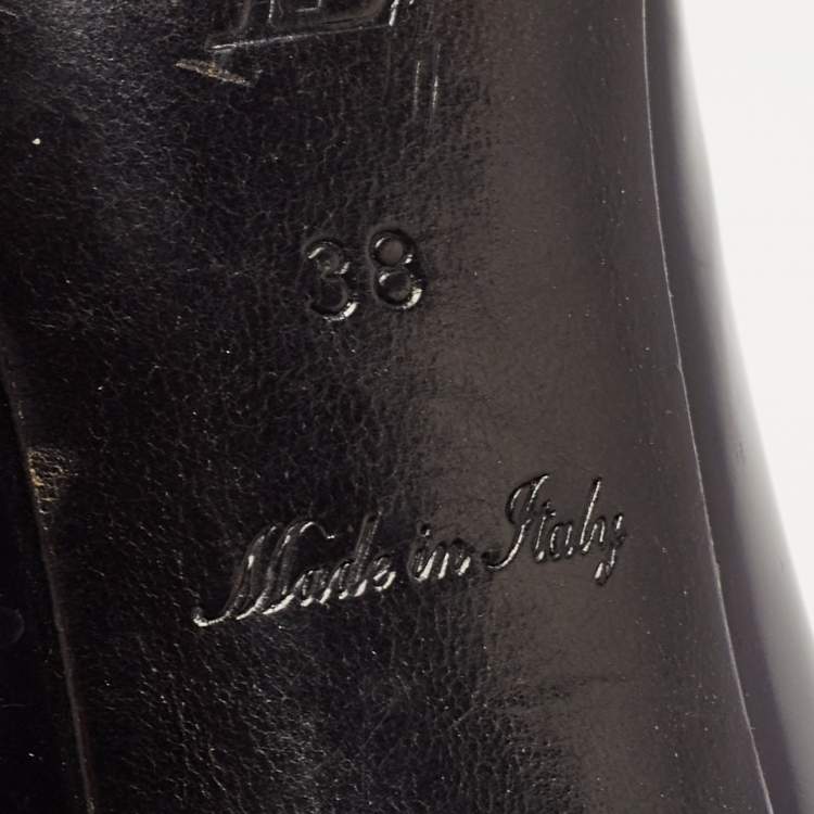 Pre Owned Louis Vuitton Black Leather Eyeline Pumps Size 38