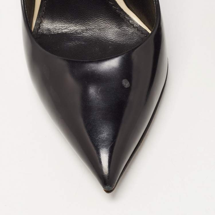 Pre Owned Louis Vuitton Black Leather Eyeline Pumps Size 38