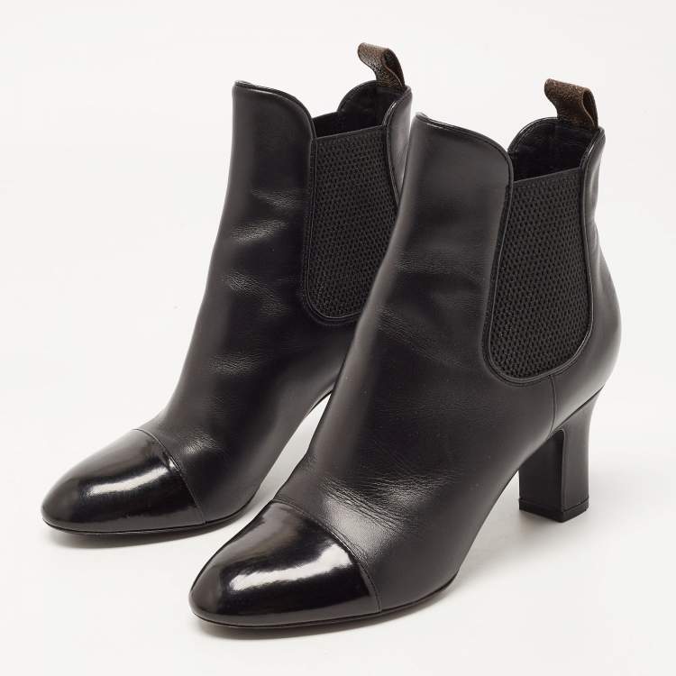 Louis Vuitton Black Patent Leather Chelsea Ankle Boots Size 37 Louis Vuitton