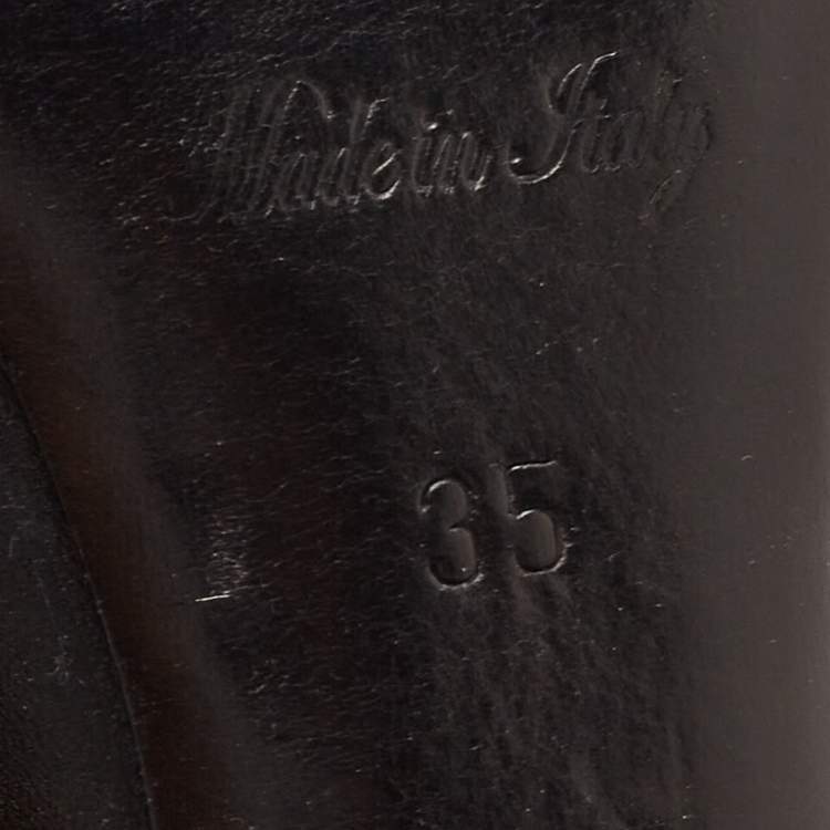 Pre Owned Louis Vuitton Black Leather Ankle Boots Size 35