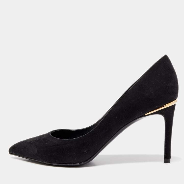 مملوكة مسبقًا Louis Vuitton Black Suede Pointed Toe Pumps Size 36.5