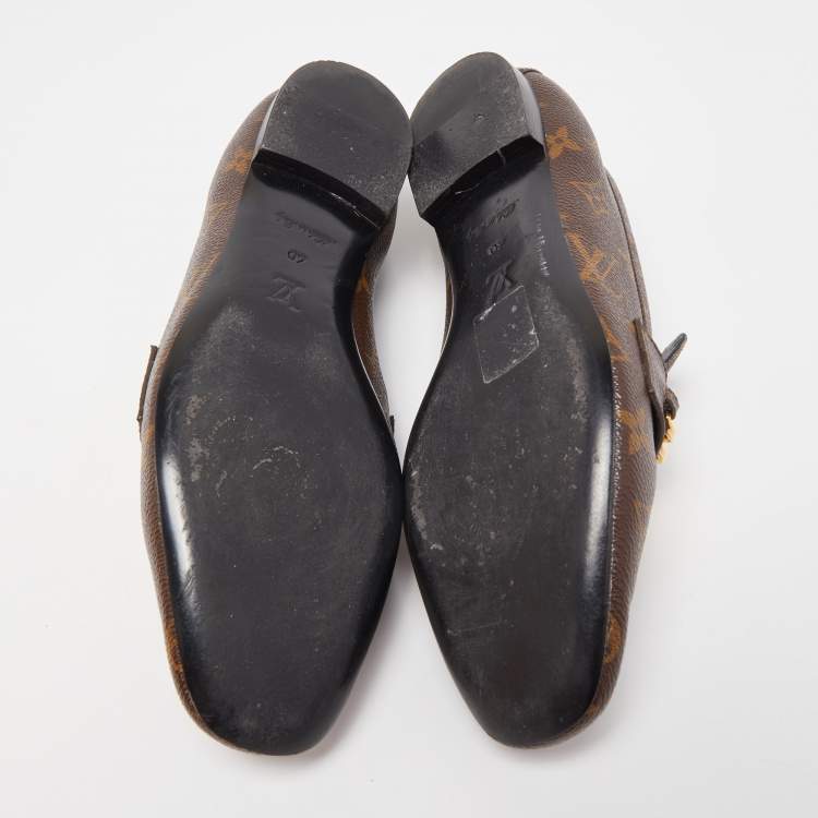 Pre Owned Louis Vuitton Brown Monogram Canvas Loafers Size 40
