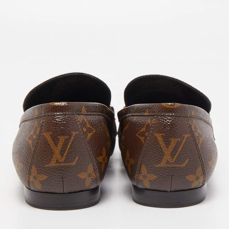 Pre Owned Louis Vuitton Brown Monogram Canvas Loafers Size 40