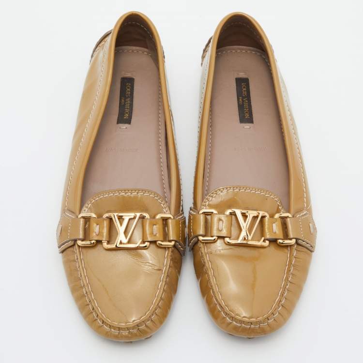 Pre Owned Louis Vuitton Beige Leather Oxford Loafers Size 37