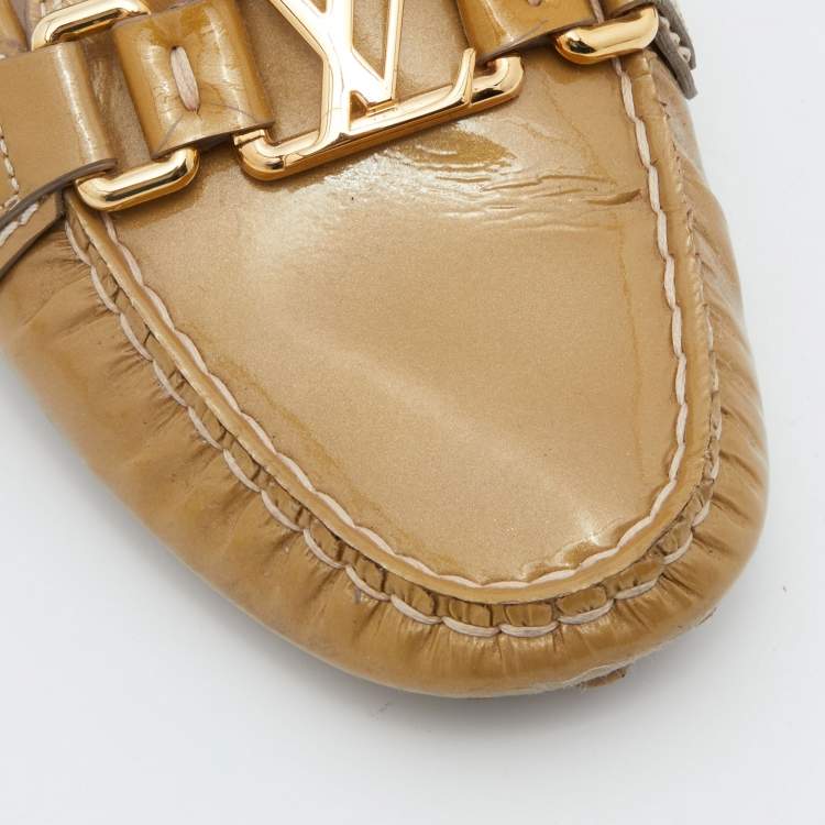Pre Owned Louis Vuitton Beige Leather Oxford Loafers Size 37
