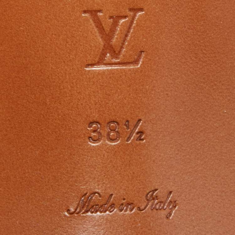 Pre Owned Louis Vuitton Light Pink Monogram Embossed Leather Revival Slide Sandals Size 38.5