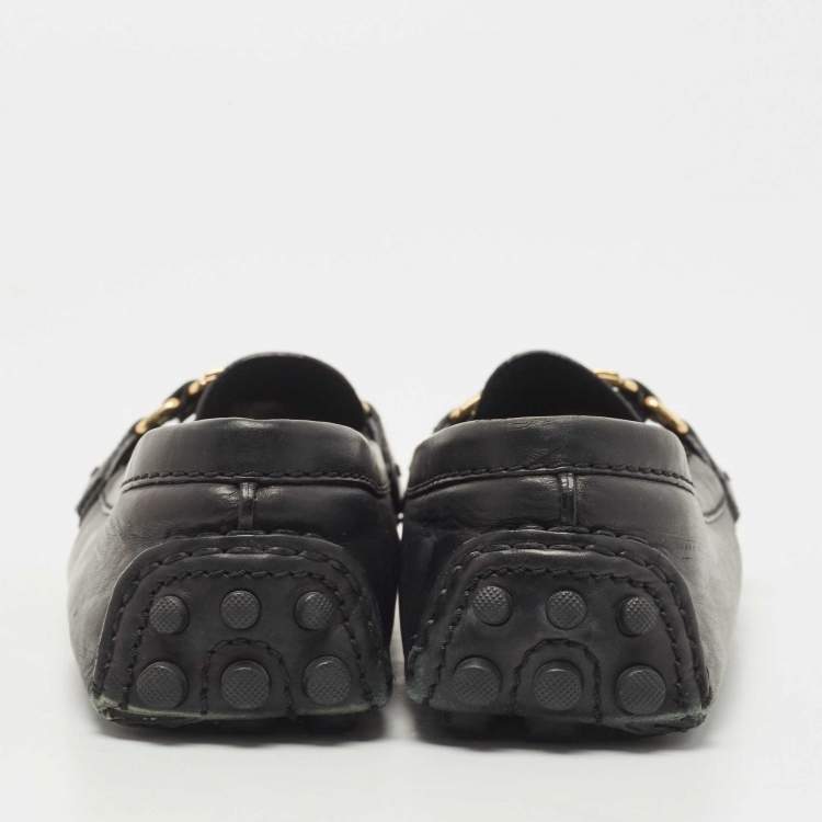 Pre Owned Louis Vuitton Black Leather Oxford Loafers Size 36