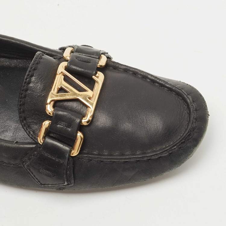 Pre Owned Louis Vuitton Black Leather Oxford Loafers Size 36