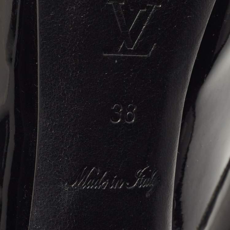 مملوكة مسبقًا Louis Vuitton Black Patent Leather Oh Really! Platform Peep Toe Pumps Size 38