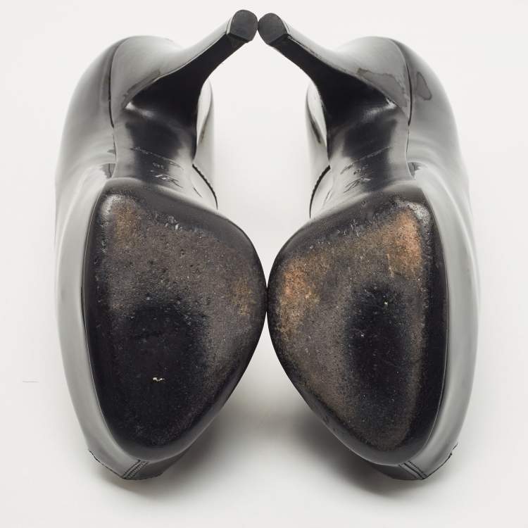 مملوكة مسبقًا Louis Vuitton Black Patent Leather Oh Really! Platform Peep Toe Pumps Size 38