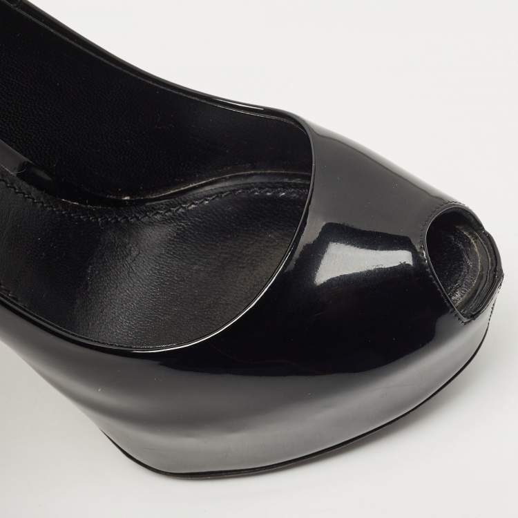 مملوكة مسبقًا Louis Vuitton Black Patent Leather Oh Really! Platform Peep Toe Pumps Size 38