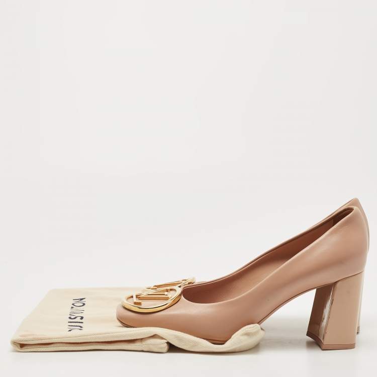 مملوكة مسبقًا Louis Vuitton Beige Leather Madeleine Square Toe Pumps Size 38
