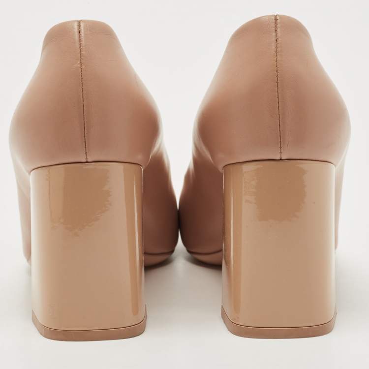 مملوكة مسبقًا Louis Vuitton Beige Leather Madeleine Square Toe Pumps Size 38