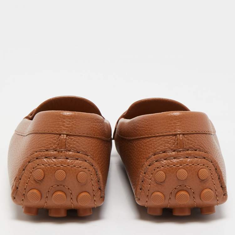 Pre Owned Louis Vuitton Brown Leather Slip On Loafers Size 36.5