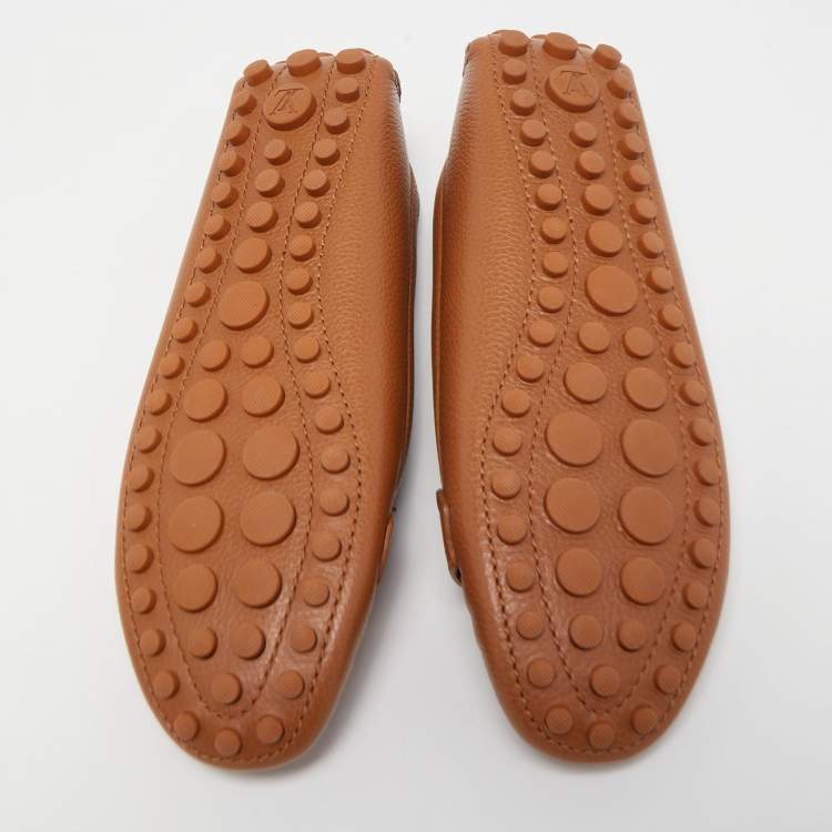 Pre Owned Louis Vuitton Brown Leather Slip On Loafers Size 36.5