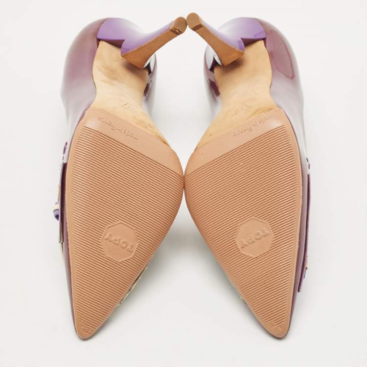 Pre Owned Louis Vuitton Purple Patent Leather Riviera Pumps Size 34