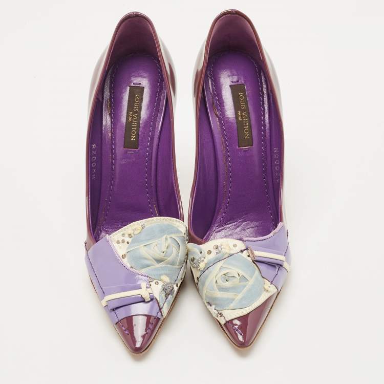Pre Owned Louis Vuitton Purple Patent Leather Riviera Pumps Size 34
