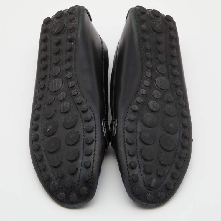 Pre Owned Louis Vuitton Black Leather Oxford Slip On Loafers Size 40.5