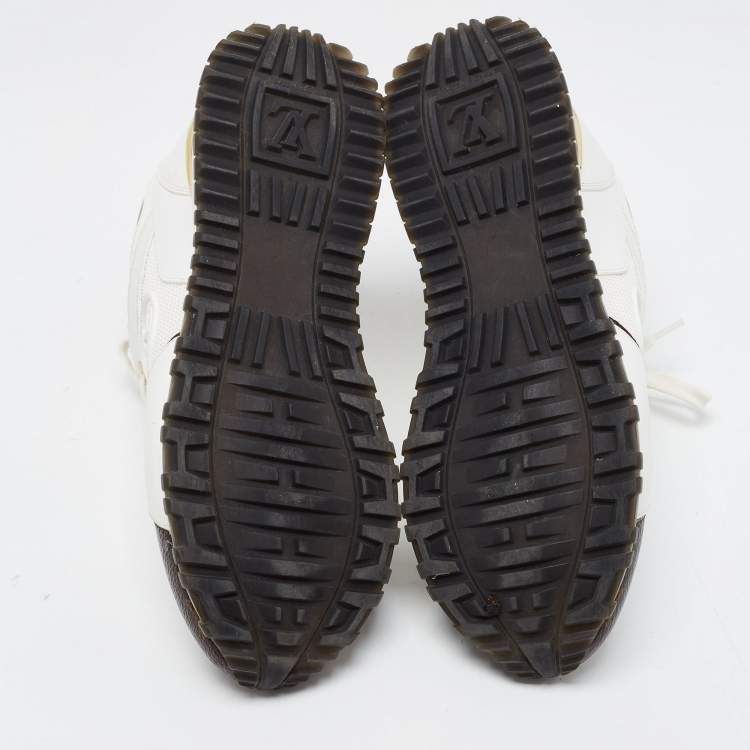Pre Owned Louis Vuitton White Mesh, Leather and Monogram Canvas Run Away Sneakers Size 36