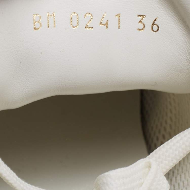 Pre Owned Louis Vuitton White Mesh, Leather and Monogram Canvas Run Away Sneakers Size 36