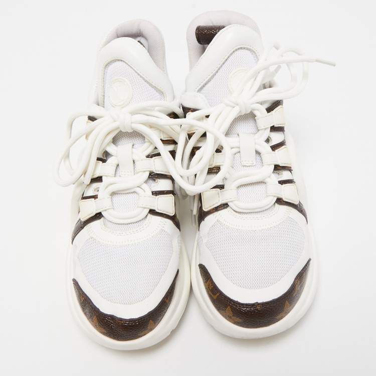Pre Owned Louis Vuitton White Nylon and Leather Archlight Low Top Sneakers Size 36