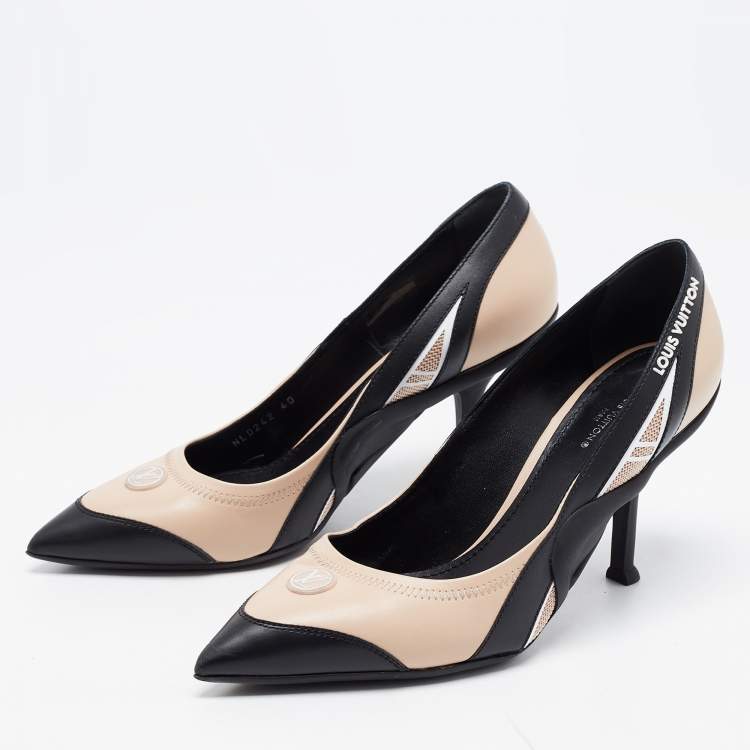 Pre Owned Louis Vuitton Black/Beige Leather and Mesh Archlight Pumps Size 40 