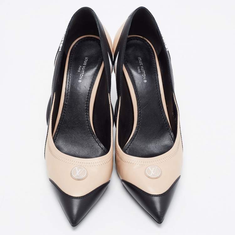 Pre Owned Louis Vuitton Black/Beige Leather and Mesh Archlight Pumps Size 40 