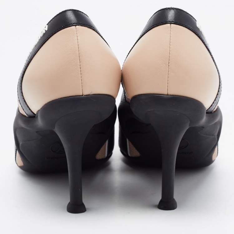 Pre Owned Louis Vuitton Black/Beige Leather and Mesh Archlight Pumps Size 40 