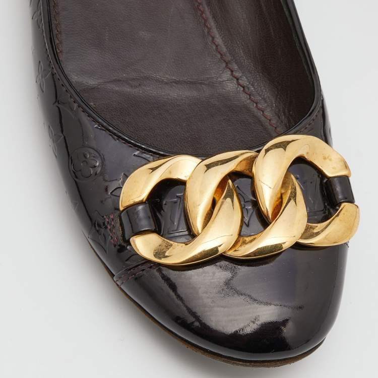 Pre Owned Louis Vuitton Amarante Monogram Vernis Claudia Ballet Flats Size 38