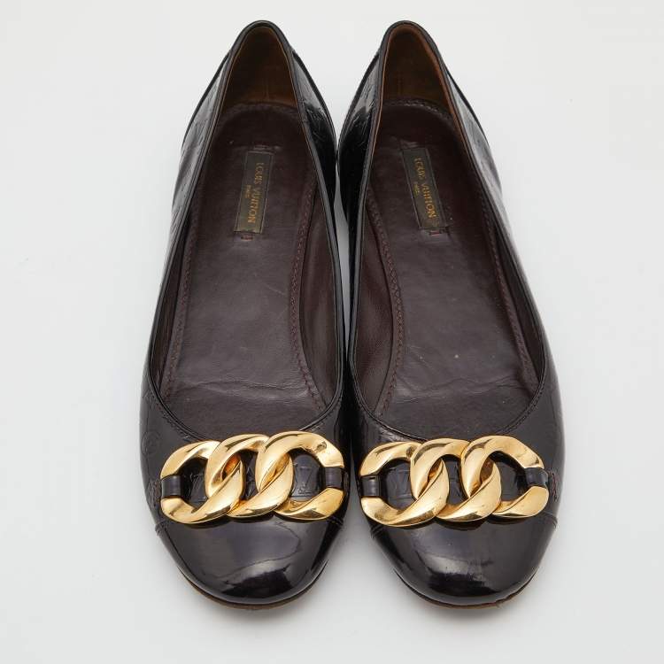 Pre Owned Louis Vuitton Amarante Monogram Vernis Claudia Ballet Flats Size 38