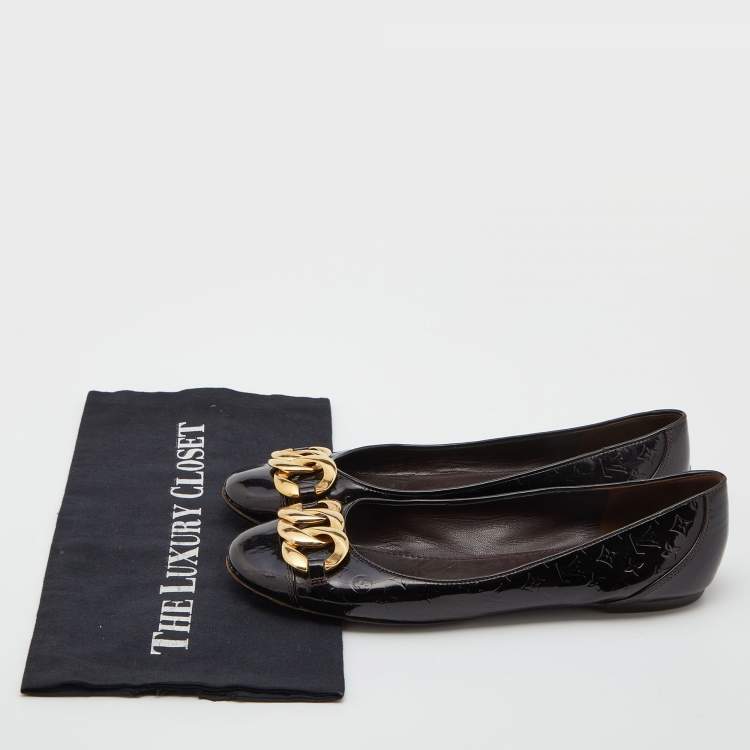 Pre Owned Louis Vuitton Amarante Monogram Vernis Claudia Ballet Flats Size 38