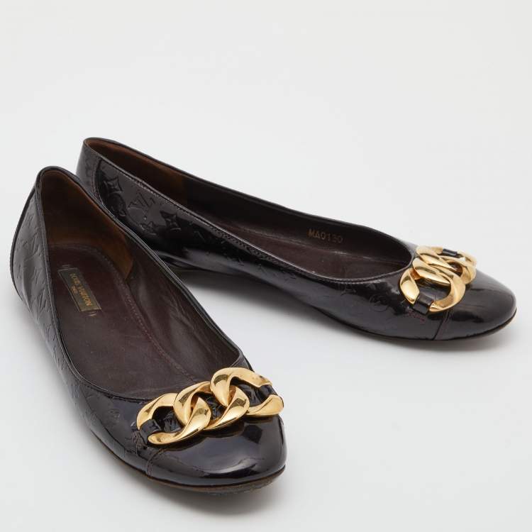 Pre Owned Louis Vuitton Amarante Monogram Vernis Claudia Ballet Flats Size 38