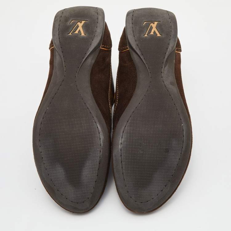 Pre Owned Louis Vuitton Brown Monogram Canvas and Suede Energie Low Top Sneakers Size 38.5