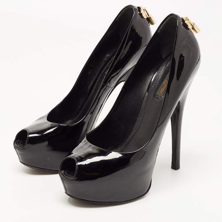 Louis Vuitton Black patent leather Oh Really! Peep Toe Pump